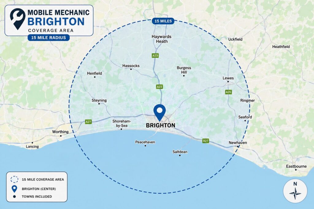 Mobile Mechanic Brighton Map